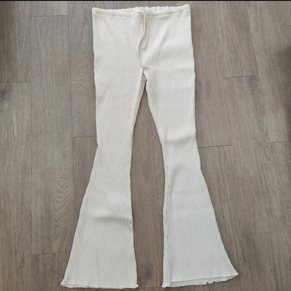 Topshop Womens Ribbed Lettuce Hem Pants US 8 - Picture 3 of 6